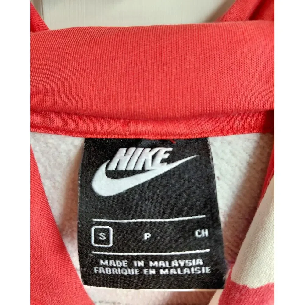 Nike Sportswear Club Fleece All Over Print Swoosh Hoodie Red/White Sm Scribble